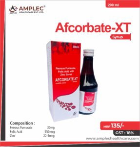 AFCORBATE-XT – Ferrous Fumurate  30mg + Folic Acid 550mcg + Zinc 22.5mcg | Amplec Healthcare