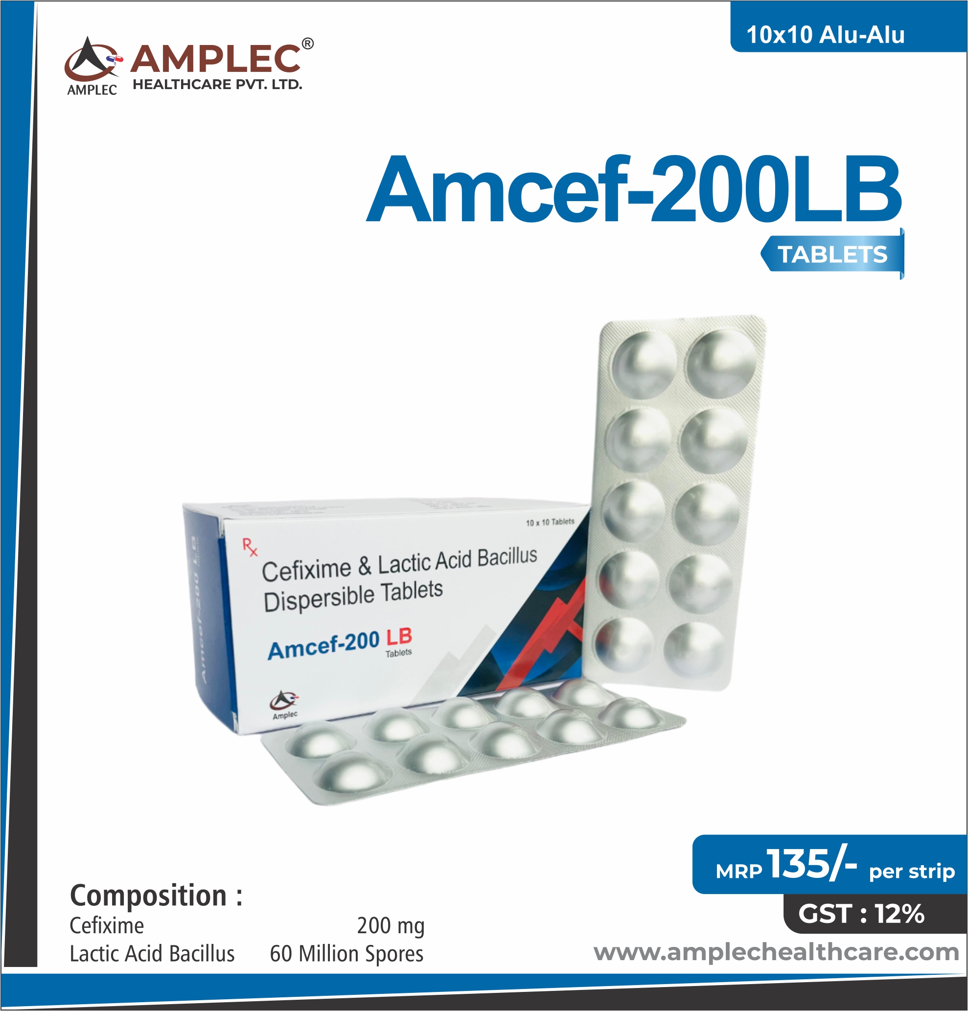Amcef-200lb - Cefixime 200 Mg +  Lactobacillus (60million Spores) provided by Amplec Healthcare