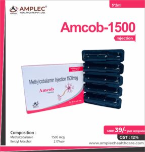 AMCOB-1500 – Methylcobalamin 1500 mcg + Benzyl Alocohol 2.0% v/v  Injection  | Amplec Healthcare