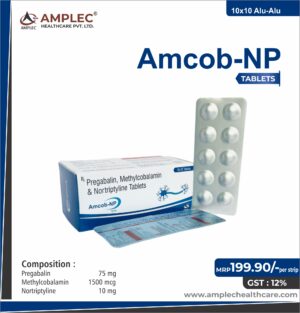 Amcob Np - formulated with Pregabalin 75 Mg+Methylcobalamin 1500 Mcg + Nortriptyline 10 Mg Tablet | Provided by Amplec Healthcare