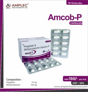 AMCOB-P - formulated with pregabalin 75 mg+Methylcobalamin 750 mcg | Provided by Amplec Healthcare