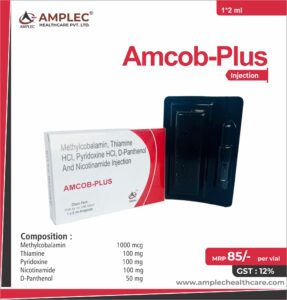 AMCOB-PLUS – Methylcobalamin 1000 mcg + Thiamine 100 mg + Pyridoxine 100 mg + Nicotinamide 100 mg + D-Panthenol 50 mg Injection  | Amplec Healthcare