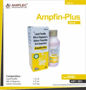 AMPFIN-PLUS – Liquid Paraffin 1.25 ml + Milk of Magnesia 3.75 ml + Sodium Picosulfate 3.33 mg  Oral Suspension | Amplec Healthcare