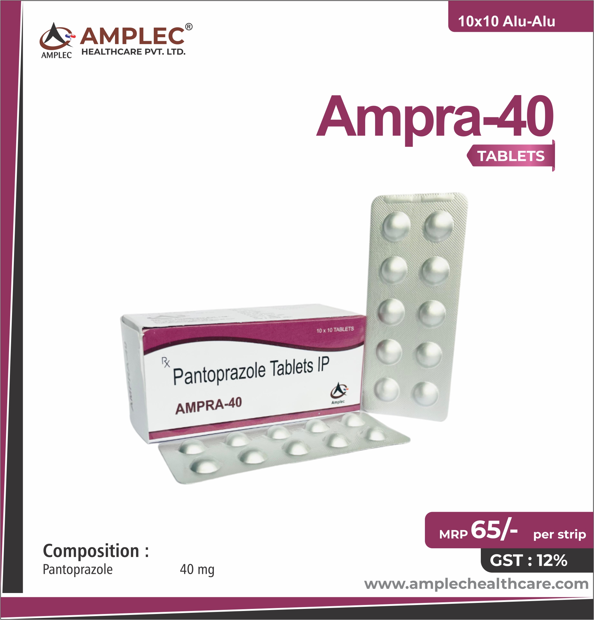 Ampra-40 - Pantoprazole 40 Mg  provided by Amplec Healthcare