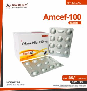Amcef-100 - formulated with Cefixime 100 Mg Tablet | Provided by Amplec Healthcare