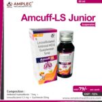 AMCUFF LS – Ambroxol Hydrochloride  30mg+ Levosalbutamol 1mg + Guaifenesin 50mg (Sugar Free) Syrup | Amplec Healthcare