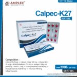 CALRPEC-K27 – Calcitriol 0.25mcg + Calcium Carbonate 500 mg ,Vitamin k2-7 45 mcg + Methylcobalamin 2.2 mcg + omega-3 fatty acid providing : Boron 1.5 mg + Eicosapentaenoic Acid 90 mg + Docosahexaenoic Acid 60 mg + Magnesium 40mg + zinc 12 mg  softgel capsules (18% Gst) | Amplec Healthcare