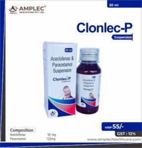 CLONLEC-P – Aceclofenac 50 mg + Paracetamol  125mg Suspension  | Amplec Healthcare