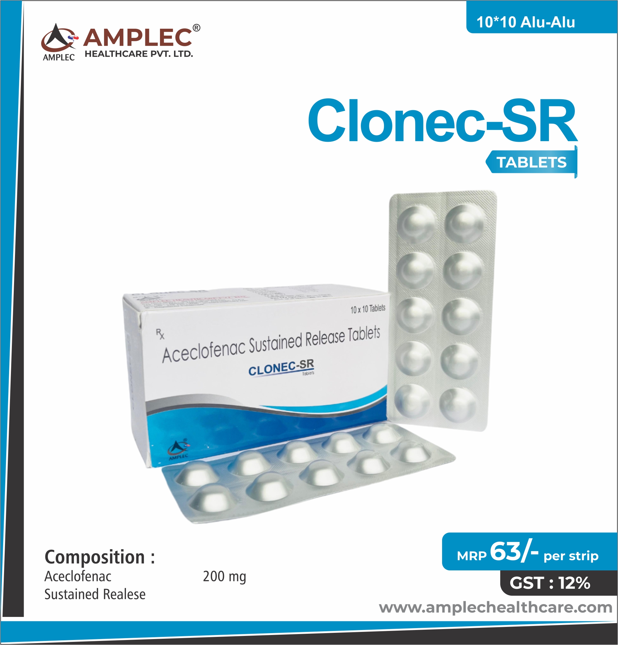 CLONLEC-SR - formulated with Aceclofenac 200 mg sustained realese | Provided by Amplec Healthcare