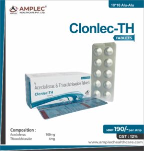 CLONLEC-TH4 – Aceclofenac 100mg+Thiocolchicoside 4 mg | Amplec Healthcare