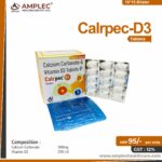Calrpec D3 – Calcium Carbonate 1250mg + Vitamin D3 250 I.U Tablet | Amplec Healthcare