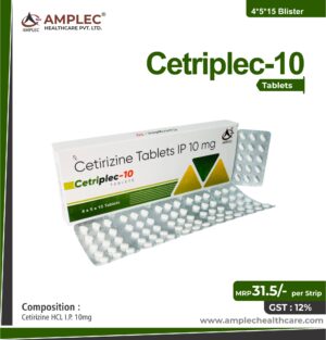CETRIPLEC 10 - formulated with Cetirizine HCL I.P. 10mg Tablet | Provided by Amplec Healthcare