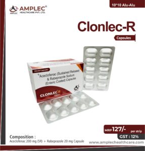 CLONLEC-R – Aceclofenac 200 mg (SR) + Rabeprazole 20 mg | Amplec Healthcare