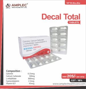 DECAL TOTAL - formulated with calcitriol 0.25mcg + calcium carbonate 500mg + L-mthylfolate 800mcg+ Methylcobalamin 1500mcg+ vitamin k27 45mcg | Provided by Amplec Healthcare