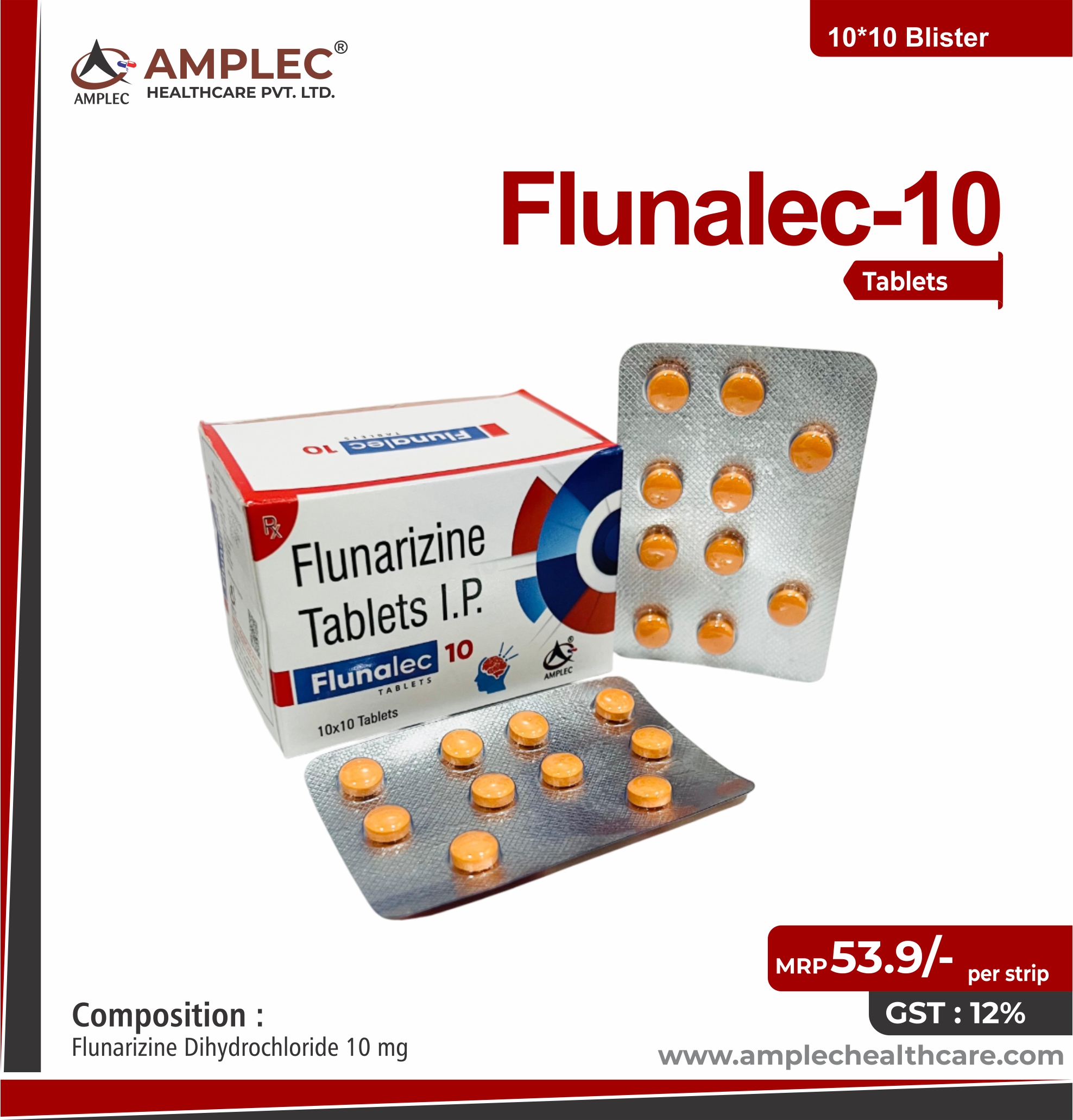 FLUNALEC 10 - Flunarizine Dihydrochloride 10 mg provided by Amplec Healthcare