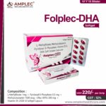 FOLPLEC DHA – L-Methylfolate 1mg + Pyridoxal-5-Phosphate 0.5 mg + Methylcobalamin 1500 mcg +Dha (40%) 200 mg + Vitamin D3 2000 IU Softgel Capsule | Amplec Healthcare