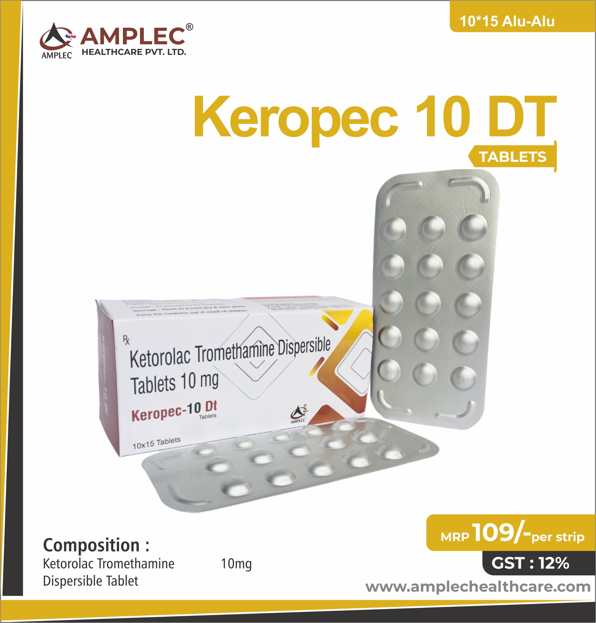 KEROPEC 10 DT - Ketorolac Tromrthamine 10mg Dispersible Tablet provided by Amplec Healthcare