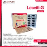 LECVITL-G – Ginseng extract powder 42.5 mg + vitamin c 15 mg + vitamin e acetate 5 mg + niacinamide 5 mg + calcium pantothenate 1.5 mg + vitamin B2 1mg + vitamin B1 1 mg + vitamin B6 1mg + vitamin  A palmitate 461.5 mcg + folic acid 150 mcg + vitamin d3 5 mcg + vitamin B12 0.8 mcg + calcium 75 mg + phosphorus 58 mg + ferrous fumarate 30 mg + zine oxide 10 mg + magnesium 3 mg + potassium sulphate 2 mg + Cooper 0.5 mg + manganese 0.5 mg + lodine 100 mcg (Softgel Capsule)  | Amplec Healthcare