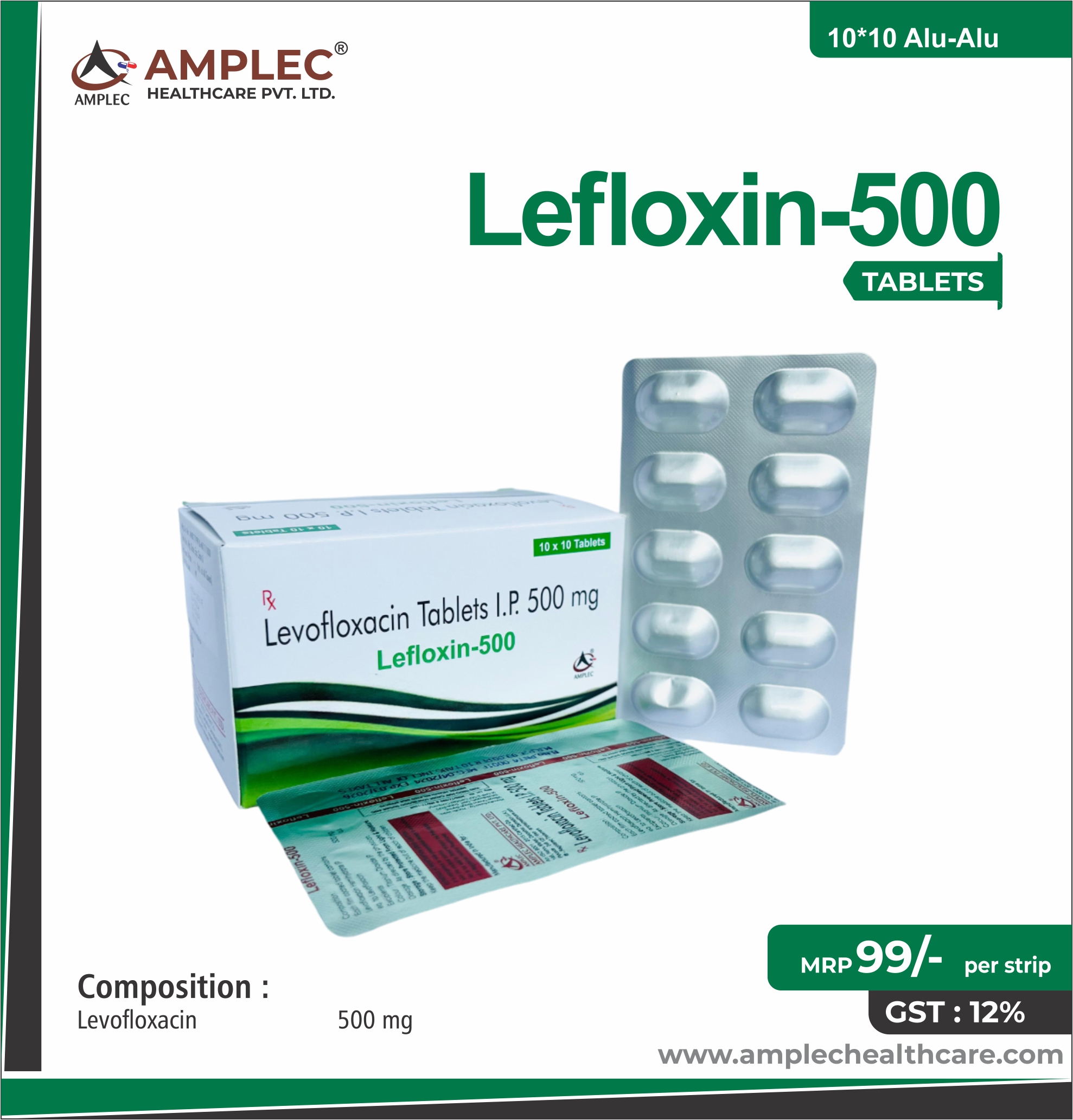 LEFLOXIN-500 - Levofloxacin 500 mg Tablet provided by Amplec Healthcare