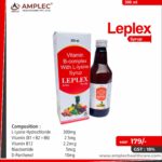 LEPLEX – L-Lysine Hydrochloride 300mg + Vitamin (B1+B2+B6) 2.5mg + Vitamin B12 2.2mcg + Niacinamide 5mcg + D-Panthenol 10mg Syrup | Amplec Healthcare