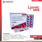 LYOVIC – Grape Seed Extract 25 mg + Lycopene 6% 2mg + Lutein % 3 mg + Vitamin A 5000 IU + Vitamin B1 5 mg + Vitamin B2 5mg + Vitamin B6 15 mcg + Vitamin B12 1.5 mg  + Folic  Acid 1.5 mg + Zinc 23 mg +  Selenium 75 mcg  Softgel Capsule | Amplec Healthcare