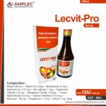 LECVITL PRO – Protein 400 mg + Vitamin B5 0.5mg + Nicotinamide 12 mg + Elemental Iron 3.33 mg + Zinc Sulphate 1.7mg + Magnesium Chloride 3.33 mg + Manganese Chloride  0.03mg + L lysine Hydrochloride 8.33 mg + Vitamin A Palmitate 57.6 mcg + Potassium 1.96 mg + Phosphorous 1.5 mg + Sodium 2 mg  Syrup | Amplec Healthcare
