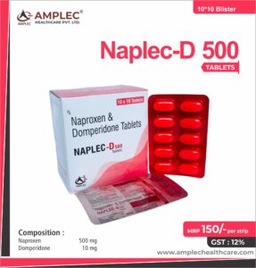 NAPLEC D 500 – Naproxen 500 mg + Domperidone 10 mg Tablet | Amplec Healthcare