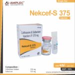 NEKCEF S 375 – Ceftriaxone Sodium 250 mg + Sulbactum 125 mg Injection  | Amplec Healthcare