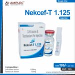 NEKCEF- T 1.125 – Ceftriaxone Sodium 1000mg + Tazobactum Sodium 125mg Injection  | Amplec Healthcare