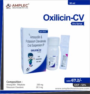 OXILICIN-CV - formulated with Amoxycillin  Trihydrate 200 mg + Potassium Clavulanic  28.5 mg Dry Syrup | Provided by Amplec Healthcare