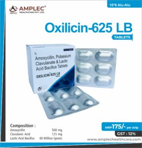 OXILICIN-CV 625 – Amoxycillin 500 mg + Clavulanic Acid 125 mgTablet | Amplec Healthcare