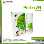 PRELEC ZN – Zinc Gluconate 20mg + L. Acidophilus, B.Longum, B. Bifidum, B. Infantis 417mg + Fructo-Oligosaccharode (FOS) 25mg Pre & Pro Biotic Dry Syrup | Amplec Healthcare
