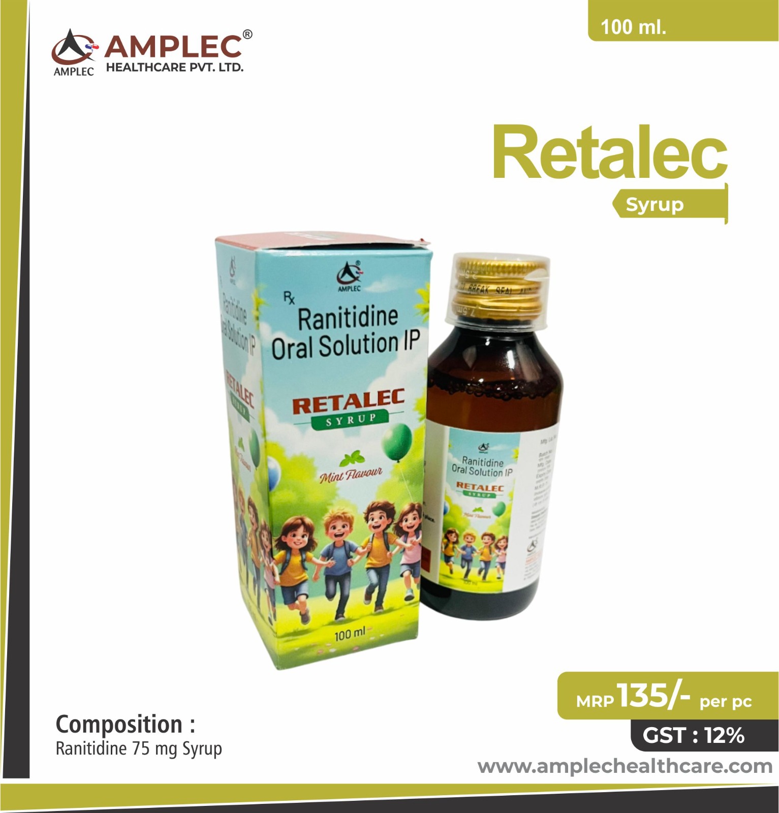 RETALEC - Ranitidine 75 mg Syrup provided by Amplec Healthcare