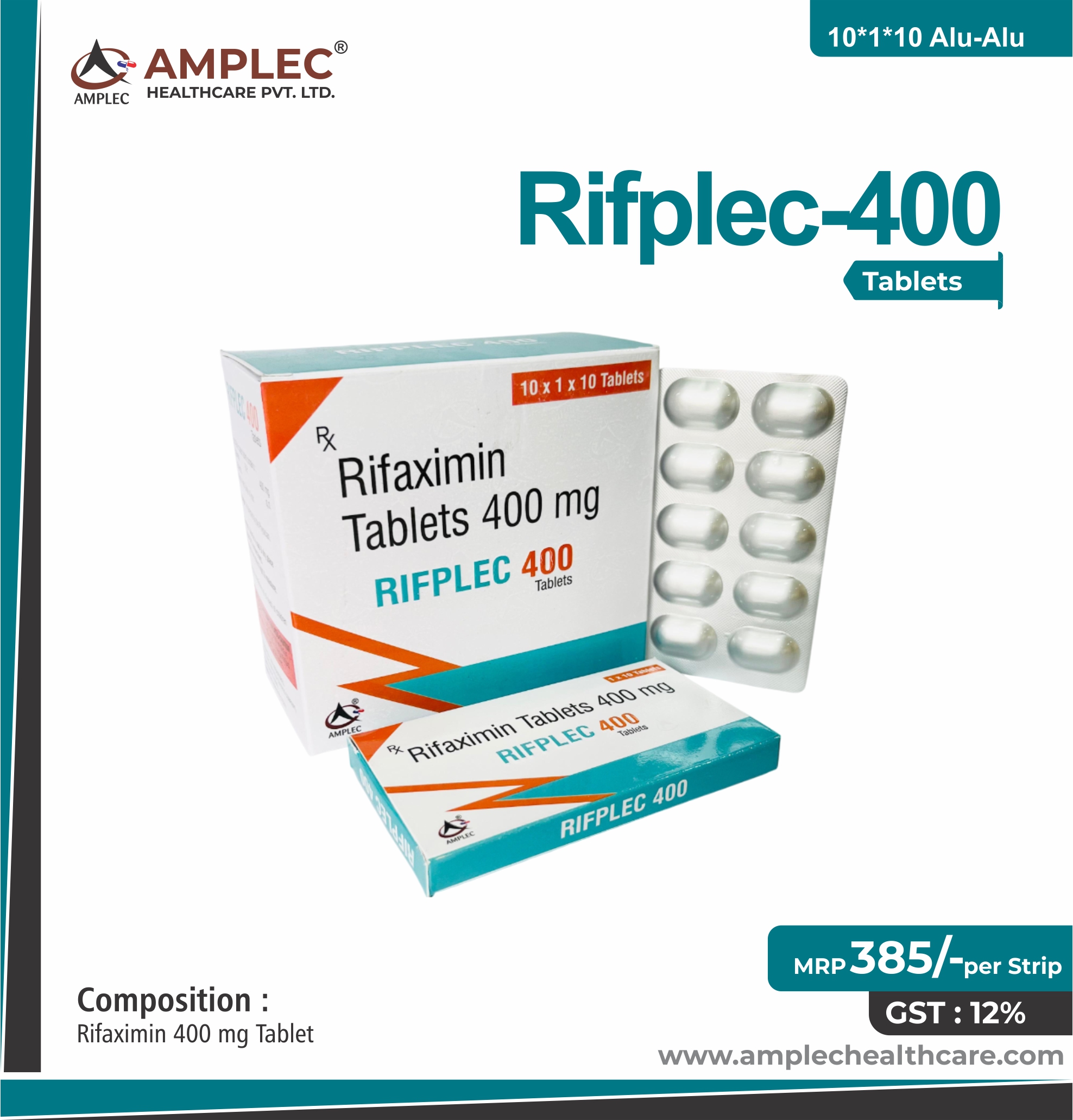 RIFPLEC 400 - Rifaximin 400 mg Tablet provided by Amplec Healthcare