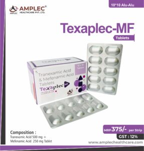 TEXAPLEC MF – Tranexamic Acid 500 mg + Mefenamic Acid  250 mg Tablet | Amplec Healthcare