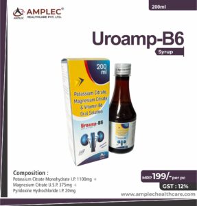 UROAMP B6 – Potassium Citrate Monohydrate I.P. 1100mg + Magnesium Citrate U.S.P. 375mg + Pyridoxine Hydrochloride I.P. 20mg | Amplec Healthcare