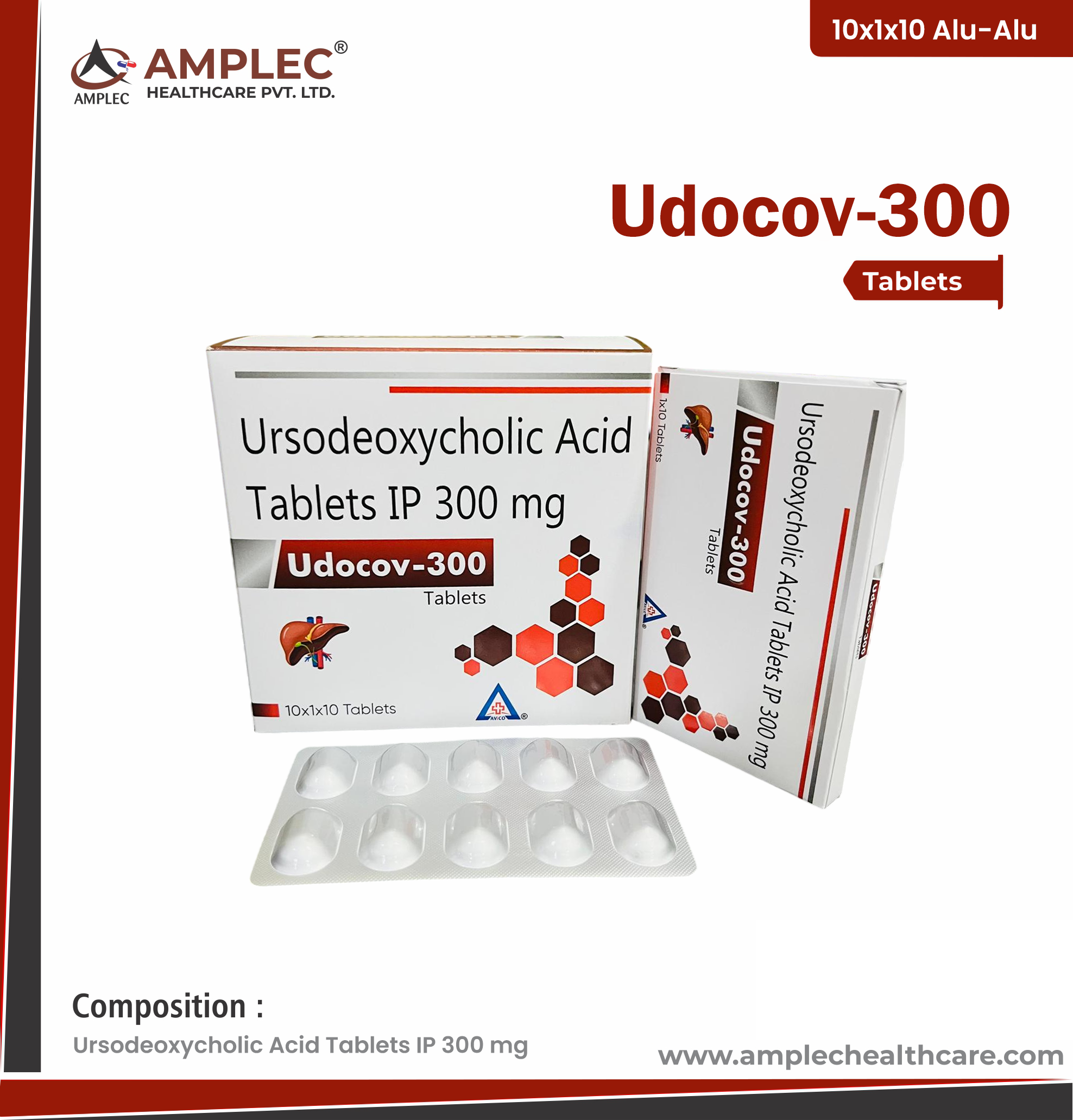 Udocov-300 - Ursodeoxycholic Acid Tablets IP 300 mg provided by Amplec Healthcare